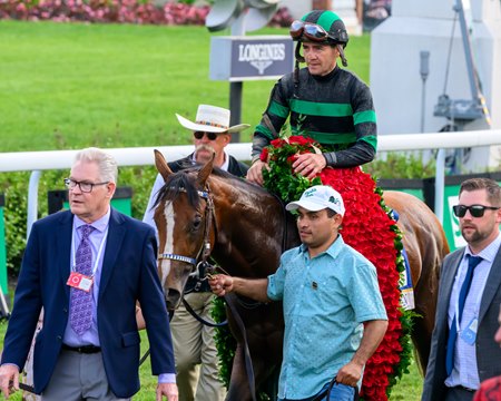 Mystik Dan after winning the 2024 Kentucky Derby at Churchill Downs