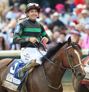 Brian Hernandez Jr. aboard Kentucky Derby winner Mystik Dan