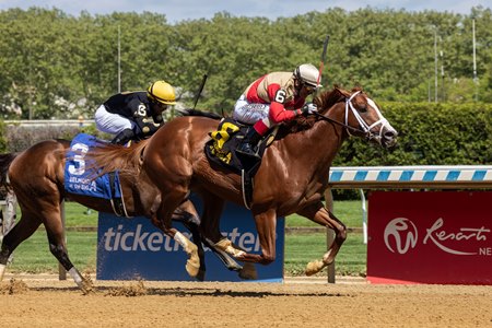 Among the challengers to Mystik Dan and Seize the Grey in the Belmont Stakes is Antiquarian, pictured winning the Peter Pan Stakes at Aqueduct Racetrack