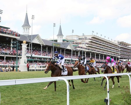 Trikari wins the American Turf Stakes at Churchill Downs