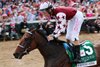 Hernandez celebrates after crossing the finishing line.
Thorpedo Anna with Brian Hernandez, Jr. wins the Longines Kentucky Oaks (G1) at Churchill Downs in Louisville, Ky on May 3, 2024.

Photo by Chad B. Harmon