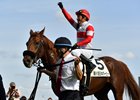 Danon Decile, ridden by Norihiko Yokoyama, wins the Japanese Derby on Sunday, May 26, 2024 at Tokyo Racecourse. Photo by Katsumi Saito