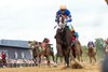 Mystic Lake and Flavien Prat win the G3 Miss Preakness Stakes, Pimlico Racetrack, Baltimore, Md. May 17th, 2024, Mathea Kelley 