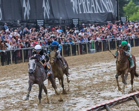 Seize the Grey wins the Preakness Stakes at Pimlico Race Course