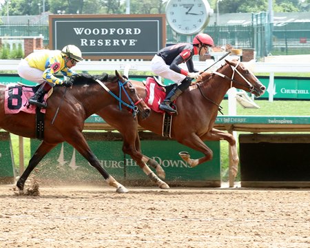 Three Echoes becomes the first winner for freshman sire Echo Town in winning his racing debut May 24 at Churchill Downs