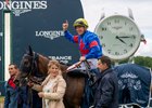 Sparkling Plenty (yellow cap) and Tony Piccone win the PRIX DE DIANE LONGINES - FILLIES GROUP 1, Chantilly Racecourse, Chantilly France, June 16, 2024, Mathea Kelley 