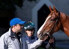 Trainer Christopher Head in Chantilly on Wednesday morning with Ramatuelle
12.6.24 Pic: Edward Whitaker