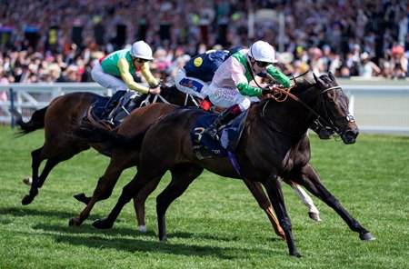Khaadem wins the Queen Elizabeth II Jubilee Stakes at Ascot Racecourse