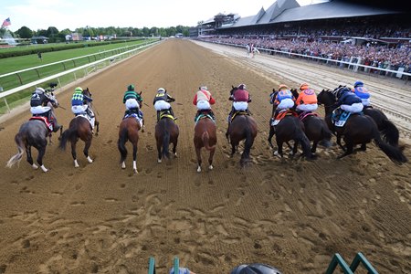 Horses break from the gate for the 2024 Belmont Stakes at Saratoga Race Course