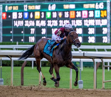 Thorpedo Anna wins the Acorn Stakes at Saratoga Race Course