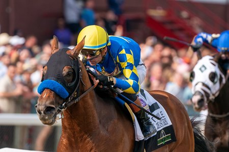 National Treasure and Flavien Prat win the Metropolitan Handicap at Saratoga Race Course