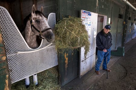 Seize the Grey and Hall of Fame trainer D. Wayne Lukas at Saratoga Race Course