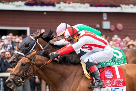 Randomized wins the Ogden Phipps Stakes at Saratoga Race Course