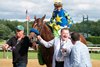 National Treasure and Florent Group win the Met Mile,   Saratoga Racecourse, Saratoga Springs, NY, 6-8-24, Javier Molina