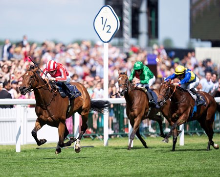 Isle of Jura wins the 2024 Hardwicke Stakes at Ascot Racecourse, with subsequent group 1 winner Goliath (far right) finishing a distant second