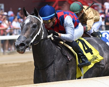 Volatile filly Reliable Source nailed down a victory in her second start, a maiden special weight race, at Saratoga Race Course
