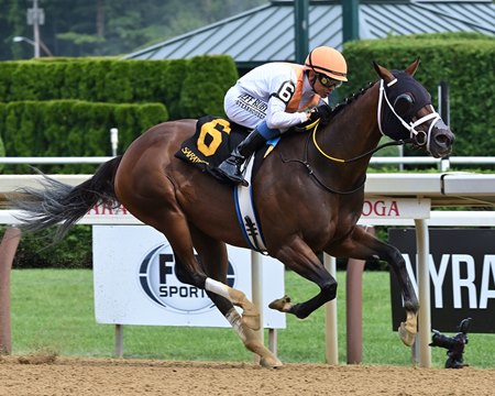 Spirit Wind wins the 2024 Honorable Miss Handicap at Saratoga Race Course