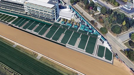 An artist's rendering of the Grandstand Club seating planned for Churchill Downs ahead of the 2025 Kentucky Derby