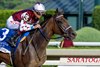 Thorpedo Anna with jockey Brian Hernandez Jr. totally overwhelmed the field to win the 108th running of the Coaching Club American Oaks at the Saratoga Race Course Saturday July, 20, 2024 in Saratoga Springs, N.Y.  Photo  by Skip Dickstein
