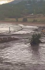 June 30 flood waters cover parts of the Ruidoso Downs track