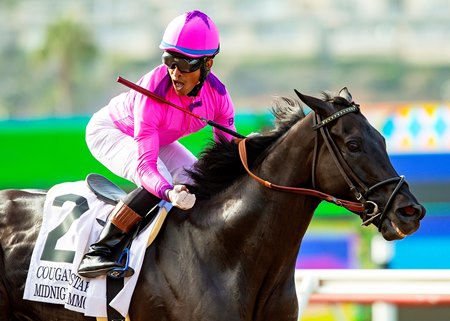 Midnight Mammoth and regular jockey Armando Ayuso won the 2024 Cougar II Stakes at Del Mar and will aim for this year's Pacific Classic there
