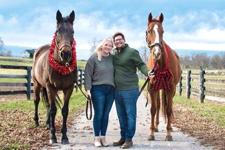 Pitching Fast (far right) has found a second career in the care of his breeder's daughter Hannah Reynolds