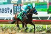 Getaway Car and jockey Juan Hernandez win the Grade III $150,000 Best Pal Stakes Sunday, August 11, 2024 at Del Mar Thoroughbred Club, Del Mar, CA.  The two-year-old son of Curlin is trained by Hall of Famer Bob Baffert.
Benoit Photo