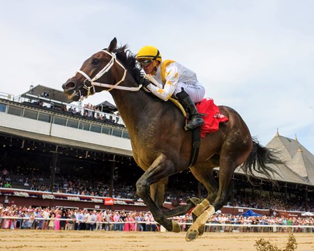 Javier Castellano rides Ferocious to his maiden victory at Saratoga Race Course