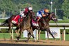 Fierceness with John Velazquez wins the Travers Stakes  (G1) at Saratoga Race Course in Saratoga Springs, N.Y., on Aug. 24, 2024.