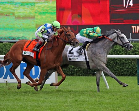 Grayosh holds off She Feels Pretty to win the Lake Placid Stakes at Saratoga Race Course