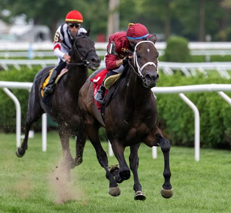 West Hollywood wins the Saranac Stakes at Saratoga Race Course