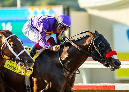 Raging Torrent wins the Pat O'Brien Stakes at Del Mar