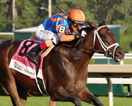 Fierceness wins the Travers Stakes at Saratoga Race Course