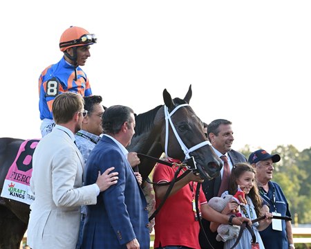 Fierceness after winning the Travers Stakes at Saratoga Race Course