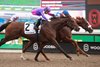 Jockey Ryan Munger captures the $135,000 Guaranteed Grade III Durham Cup on Dresden Row over 1 1/16 miles on the tappet for owner True North Stables and Bloom Racing Stable and trainer Lorne Richards. Woodbine/Michael Burns Photo