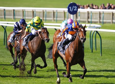 Lake Victoria draws away to win the Cheveley Park Stakes at Newmarket