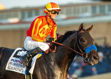 Gaming after winning the Del Mar Futurity at Del Mar
