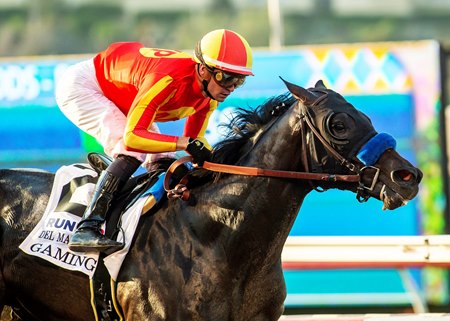 Gaming comes home on top for jockey Flavien Prat in the Del Mar Futurity.