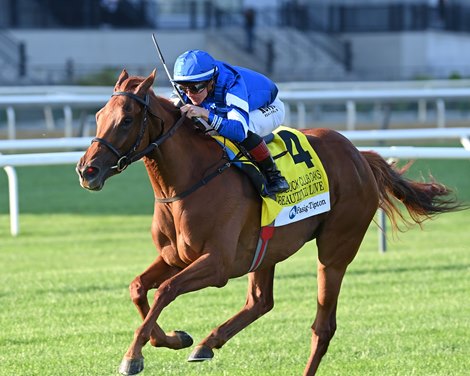 Beautiful Love Rallies to Take Jockey Club Oaks