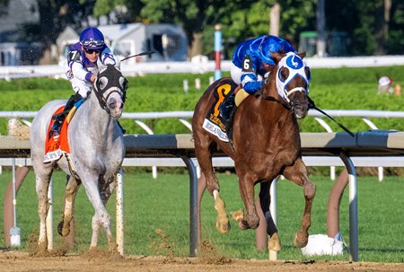 Highland Falls wins the 2024 Jockey Club Gold Cup at Saratoga Race Course