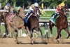 Jockey Flavien Prat guides Chancer McPatrick #8, far left to the win in the 120th running of the Hopeful at the Saratoga Race Course Monday Sept 2, 2024 in Saratoga Springs, N.Y.  Photo  by Skip Dickstein