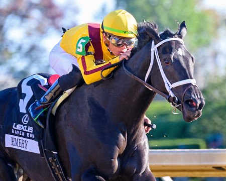 Emery wins the Raven Run Stakes at Keeneland