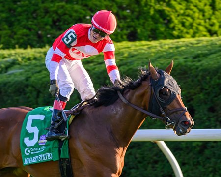 Minaret Station wins the 2024 Bourbon Stakes at Keeneland