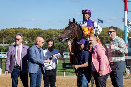 Co-owner Lucas Stritsman (far right) hopes Scottish Lassie can secure another grade 1 win in the upcoming Cotillion Stakes