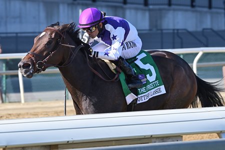 Scottish Lassie wins the Frizette Stakes by nine lengths at Aqueduct Racetrack