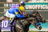 Watchtower and jockey Diego Herrera, outside, outleg Medoro (Antonio Fresu), inside, to win the Grade III, $100,000 Autumn Miss Stakes, Sunday, October 27, 2024 at Santa Anita Park, Arcadia CA.
&#169; BENOIT PHOTO