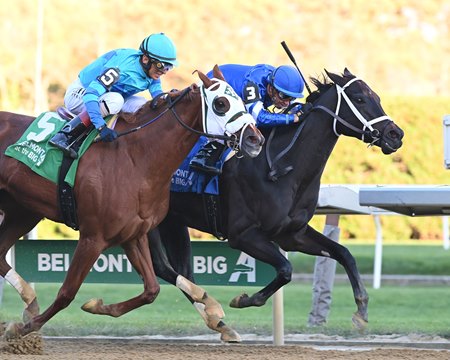 Tarifa wins the Mother Goose Stakes at Aqueduct Racetrack