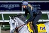 Breeders’ Cup contender Tapit Trice gallops this morning during the exercise period at the Delmar Race Track Tuesday Oct. 29, 2024 in San Diego, CA.    Photo by Skip Dickstein 