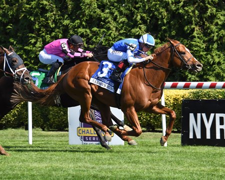 Carson's Run defeats stablemate Deterministic in the Jockey Club Derby Invitational Stakes at Aqueduct Racetrack