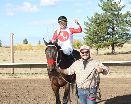 Tennessee Moon after her victory in the 2024 Columbine Stakes at Arapahoe Park